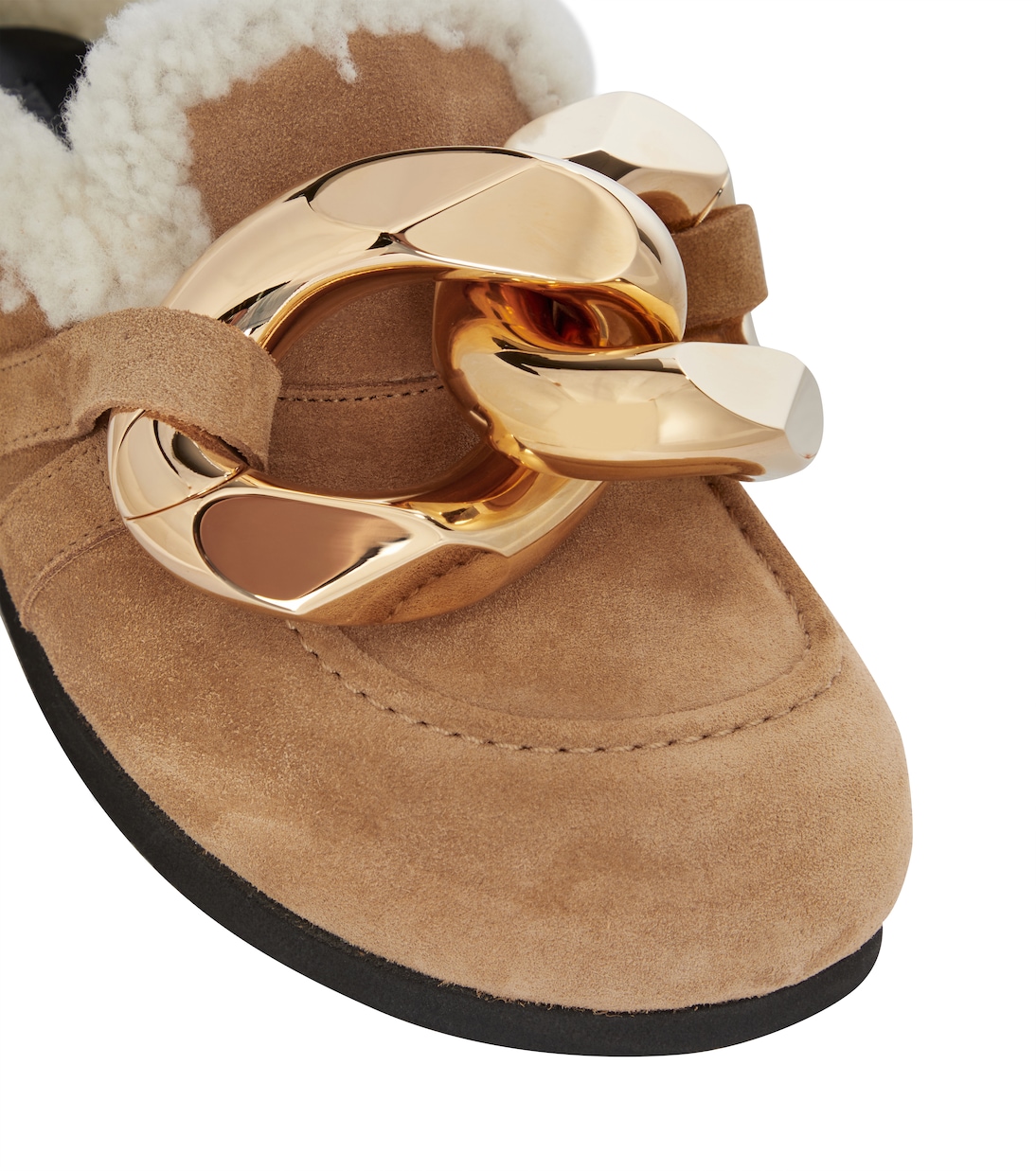 Embellished shearing and suede slippers | JW Anderson