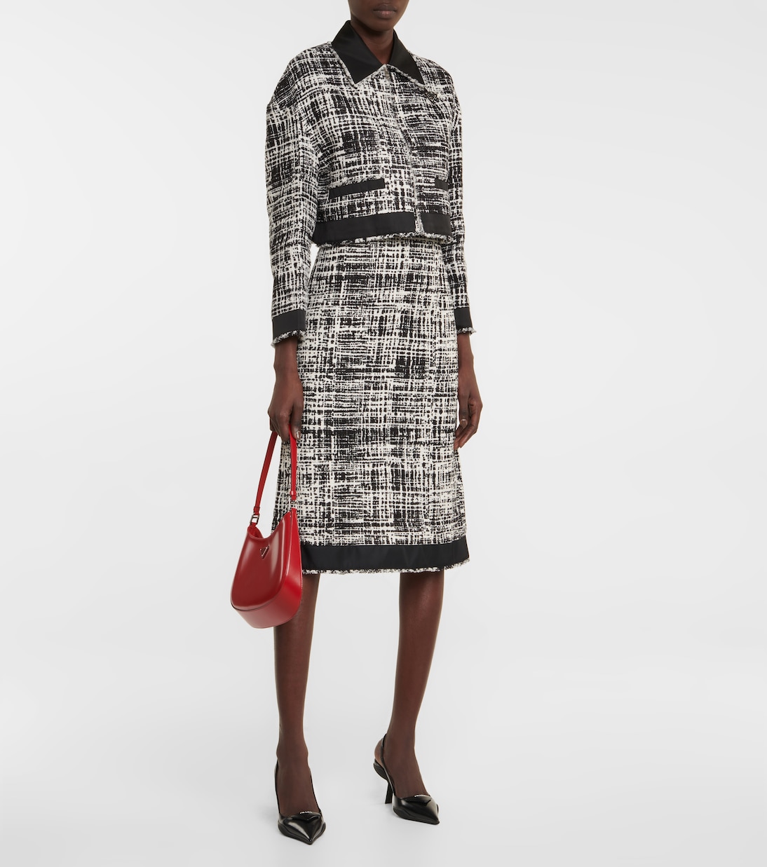 Jupe midi en tweed | Prada