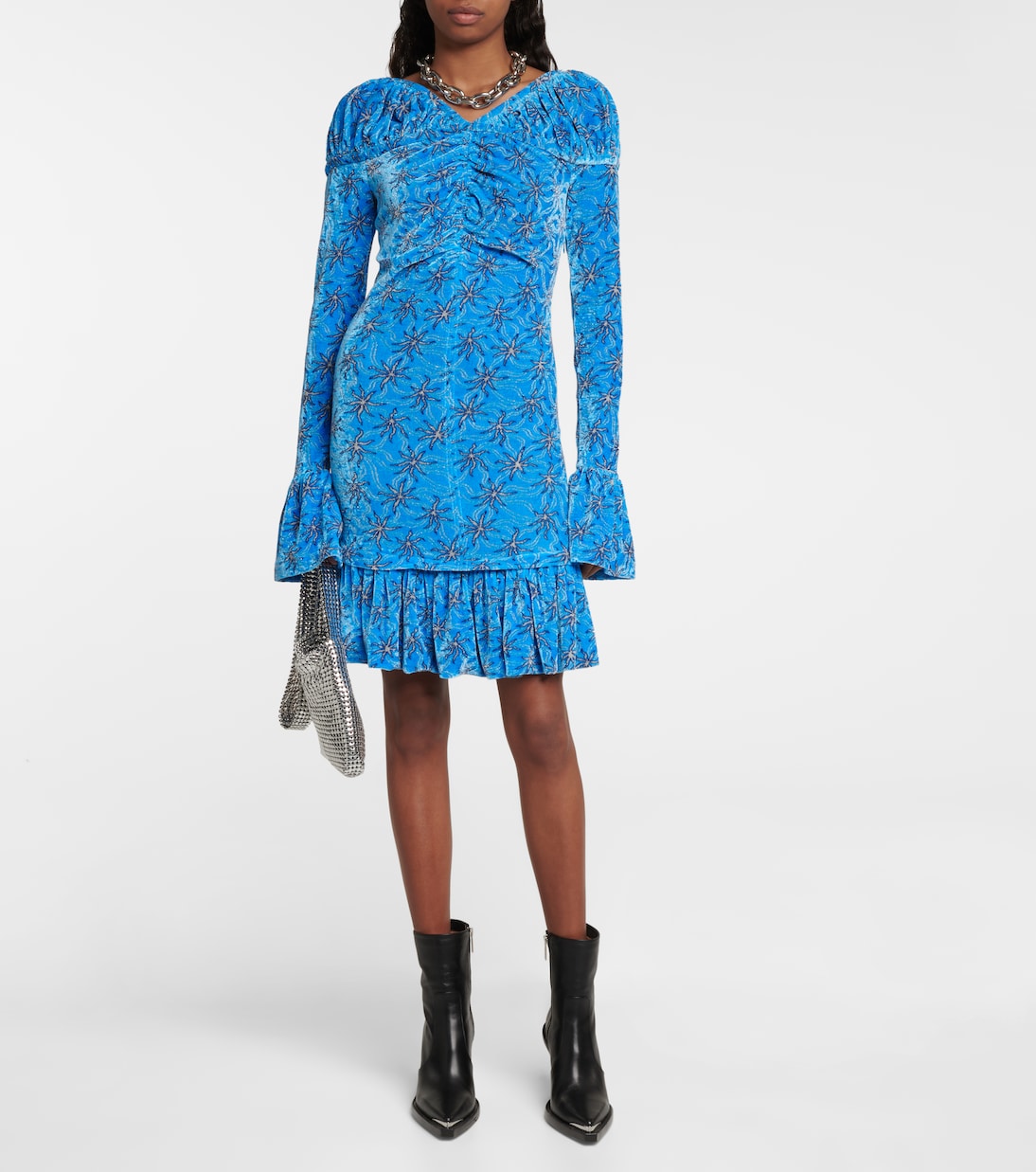 Robe en velours à fleurs | Rabanne