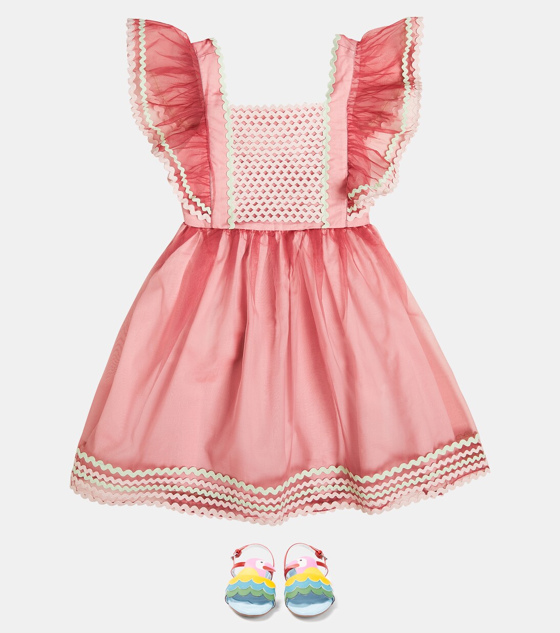 Ruffle-trimmed embroidered dress | Stella McCartney Kids
