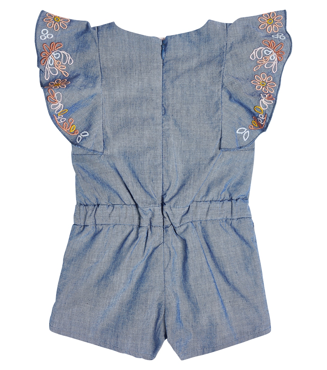 Baby embroidered cotton chambray playsuit | Chloé Kids