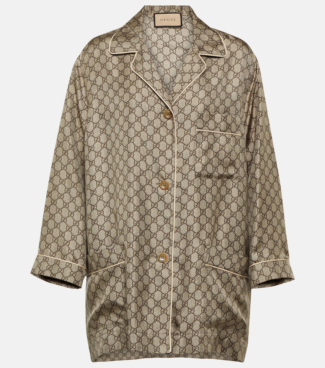 Camicia oversize in seta GG Supreme | Gucci