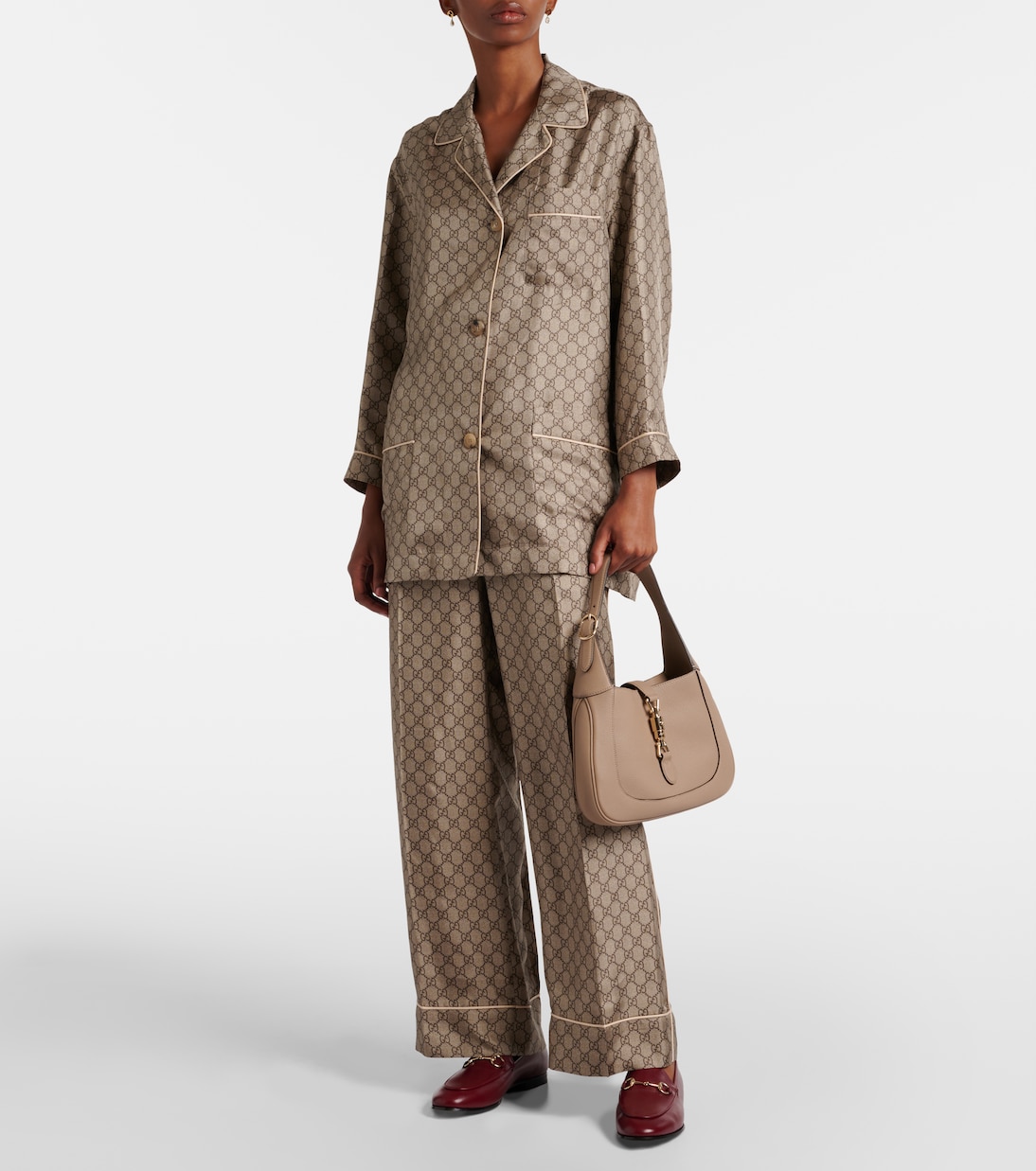 Camicia oversize in seta GG Supreme | Gucci