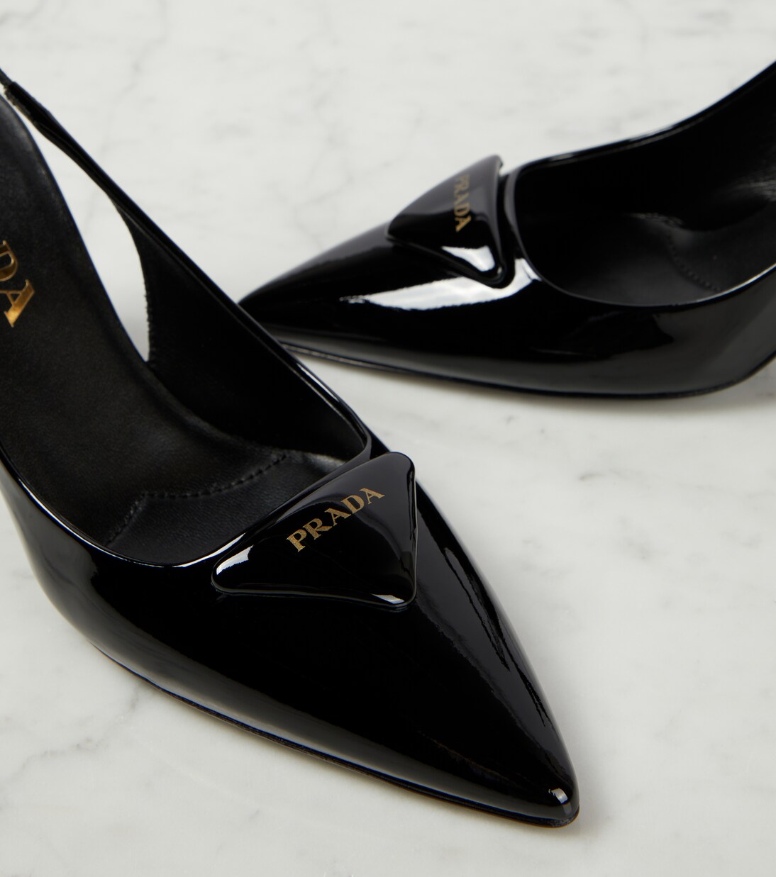 Slingback-Pumps aus Lackleder | Prada