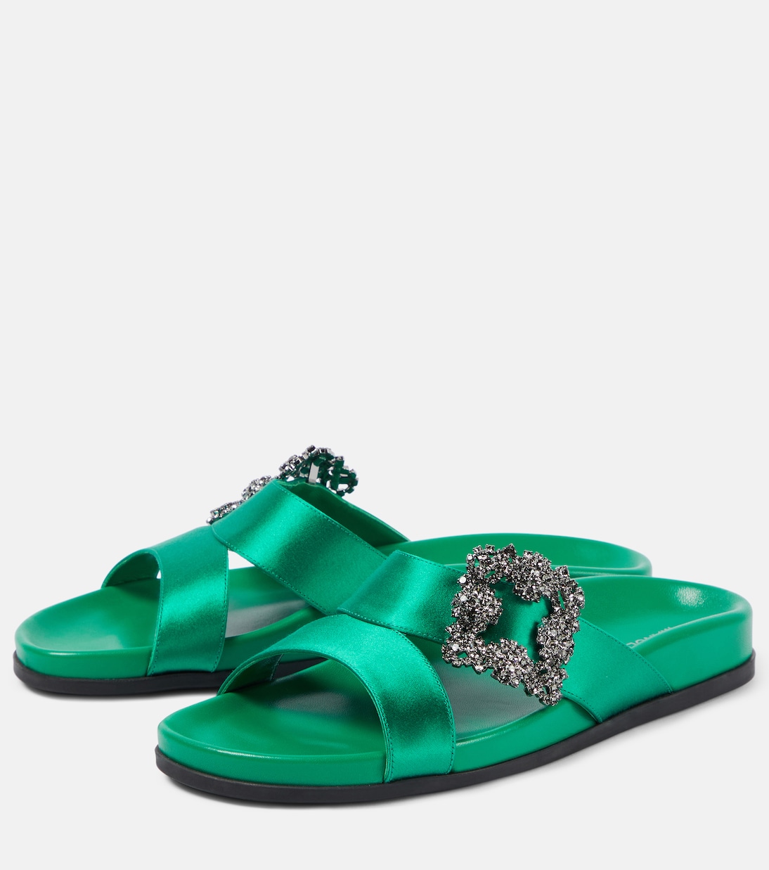 Chilanghi embellished satin sandals | Manolo Blahnik