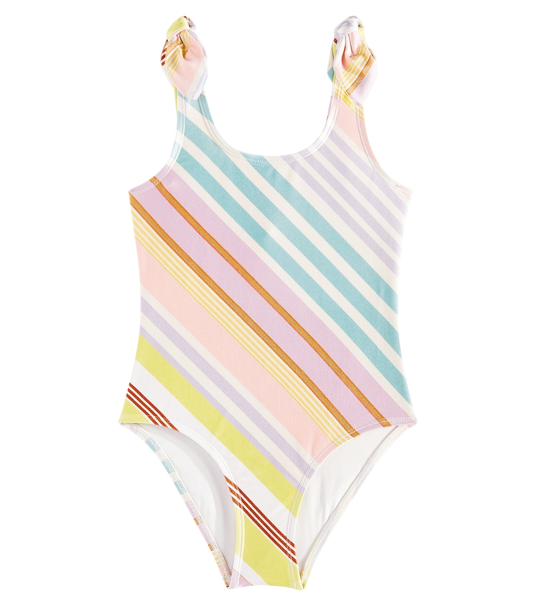 Halliday striped bow-detail swimsuit | Zimmermann Kids