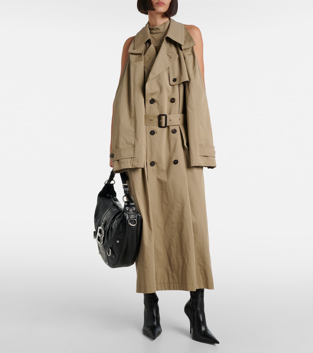 Suspended Trench cotton twill midi dress | Balenciaga