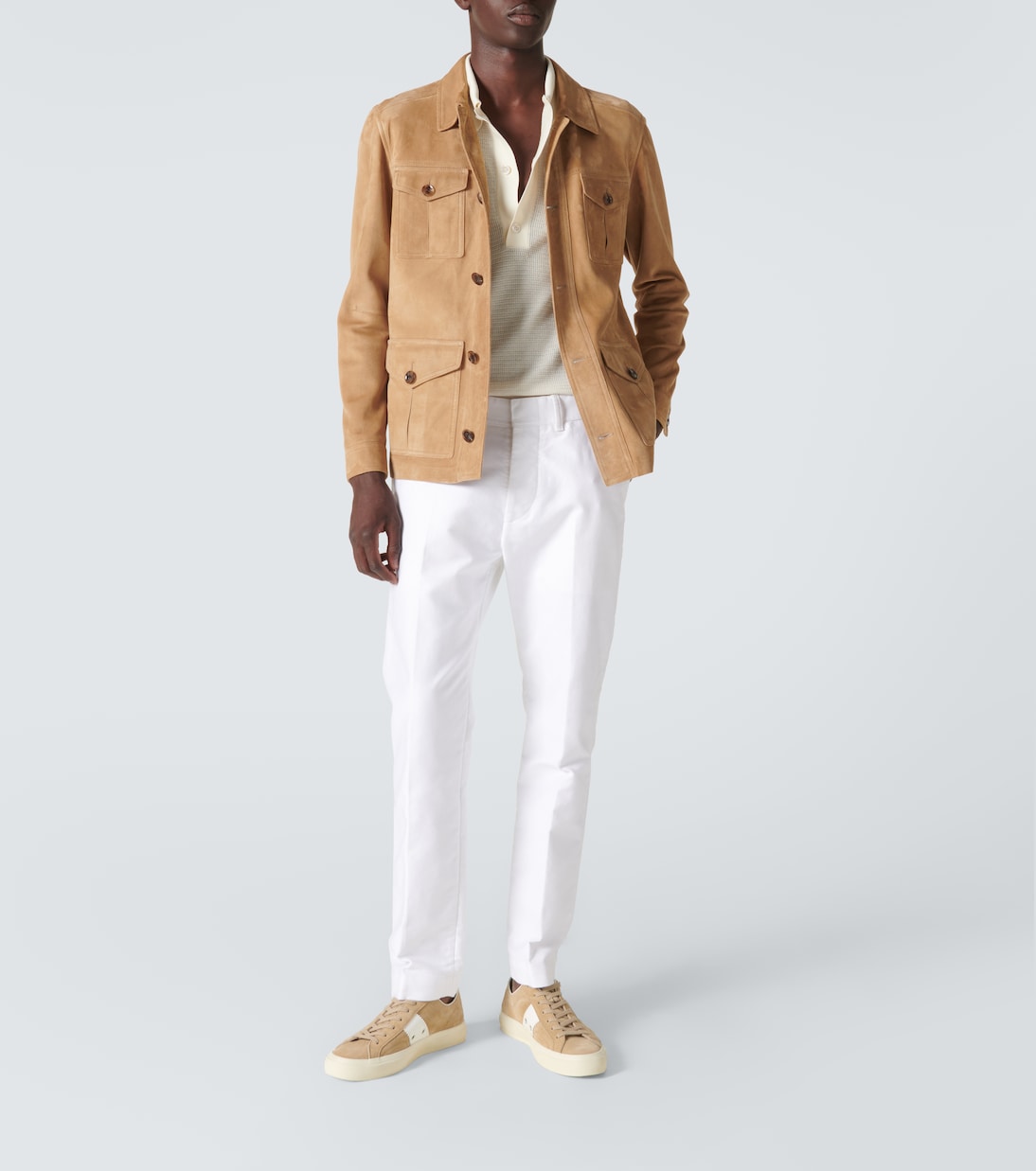 Cambridge leather-trimmed suede sneakers | Tom Ford