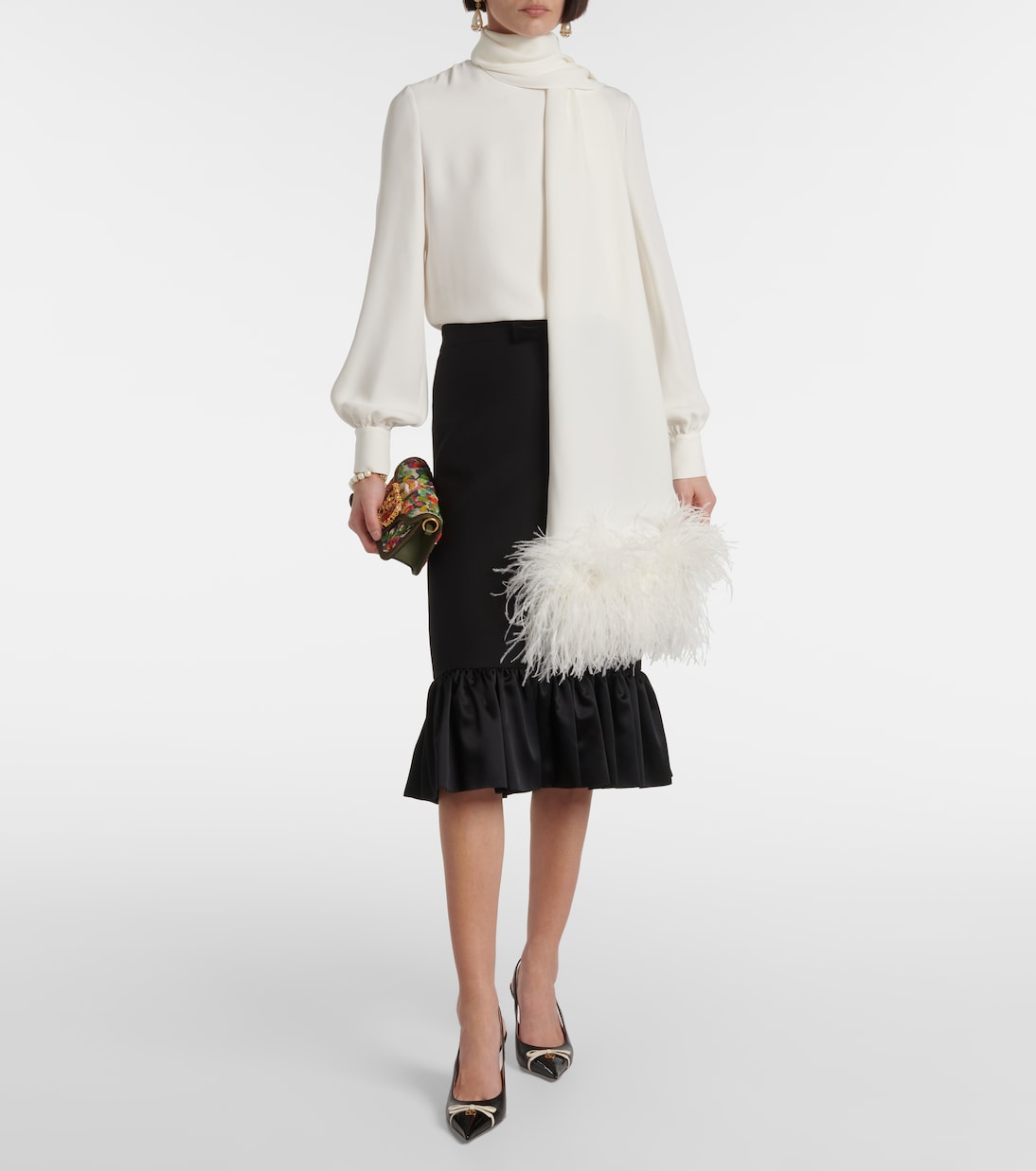 Top en soie à plumes | Valentino