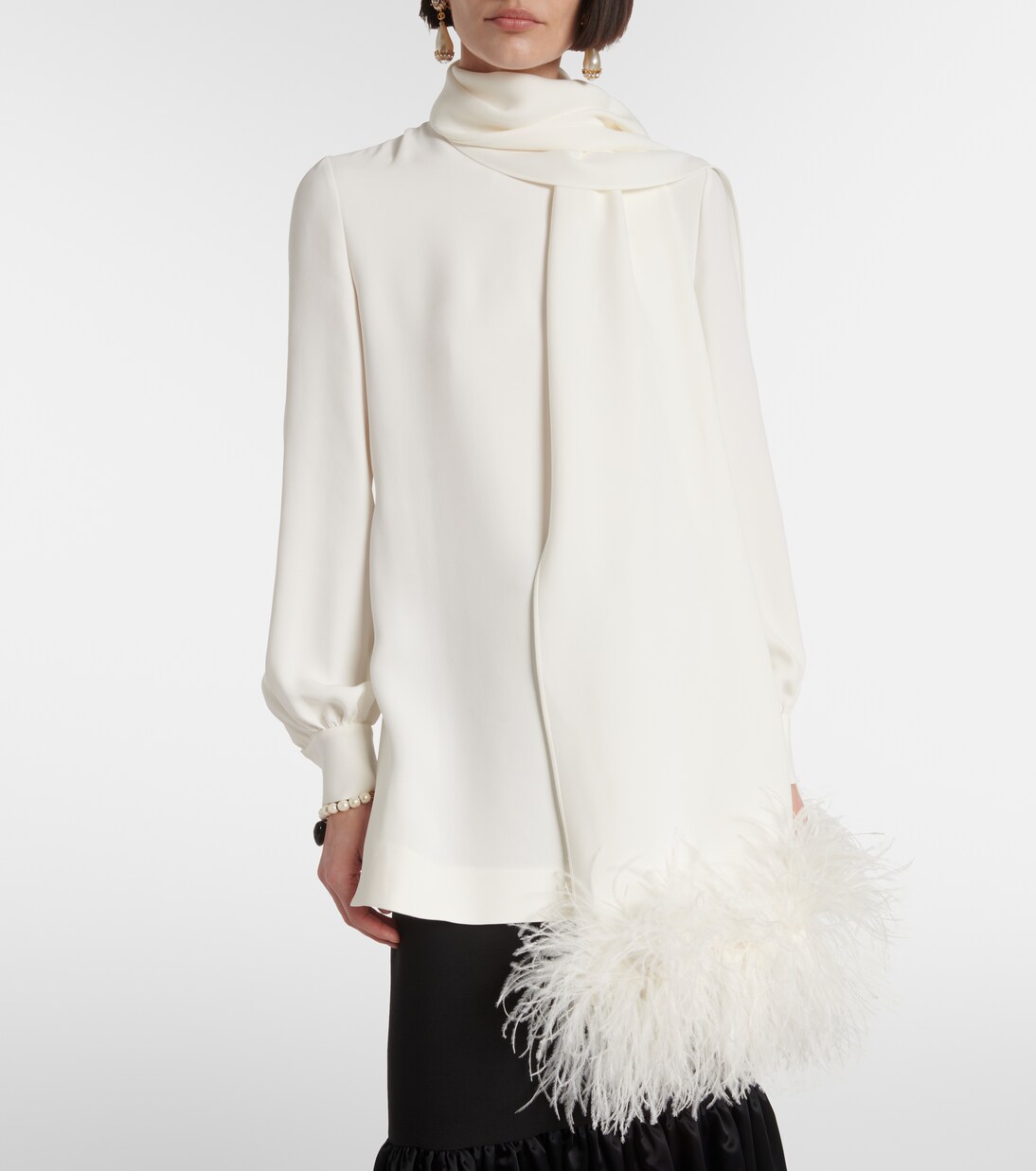 Top en soie à plumes | Valentino