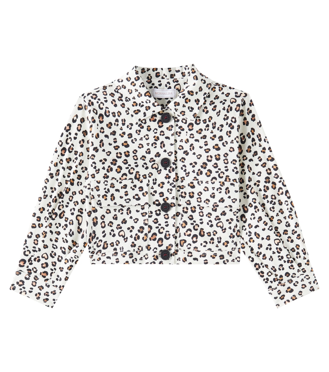 Leopard-print cotton-blend gabardine jacket | Monnalisa