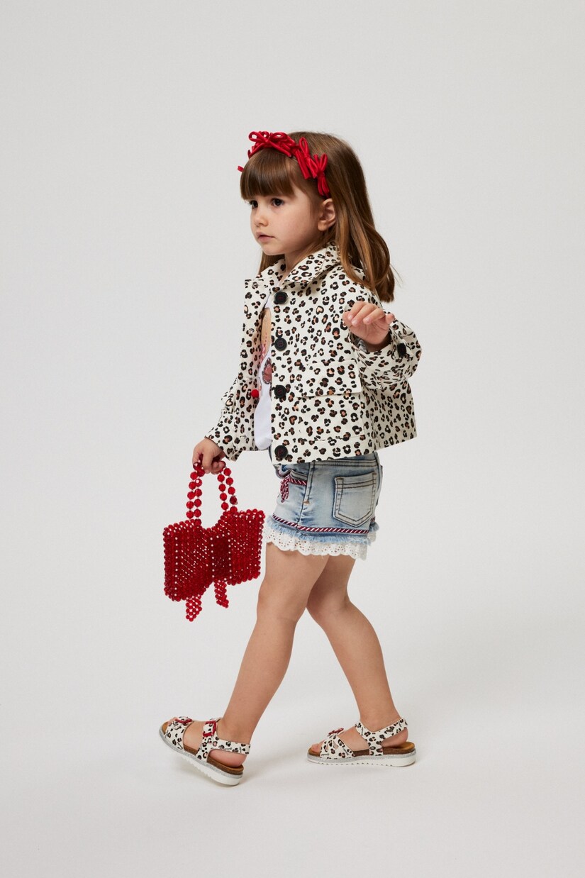 Leopard-print cotton-blend gabardine jacket | Monnalisa