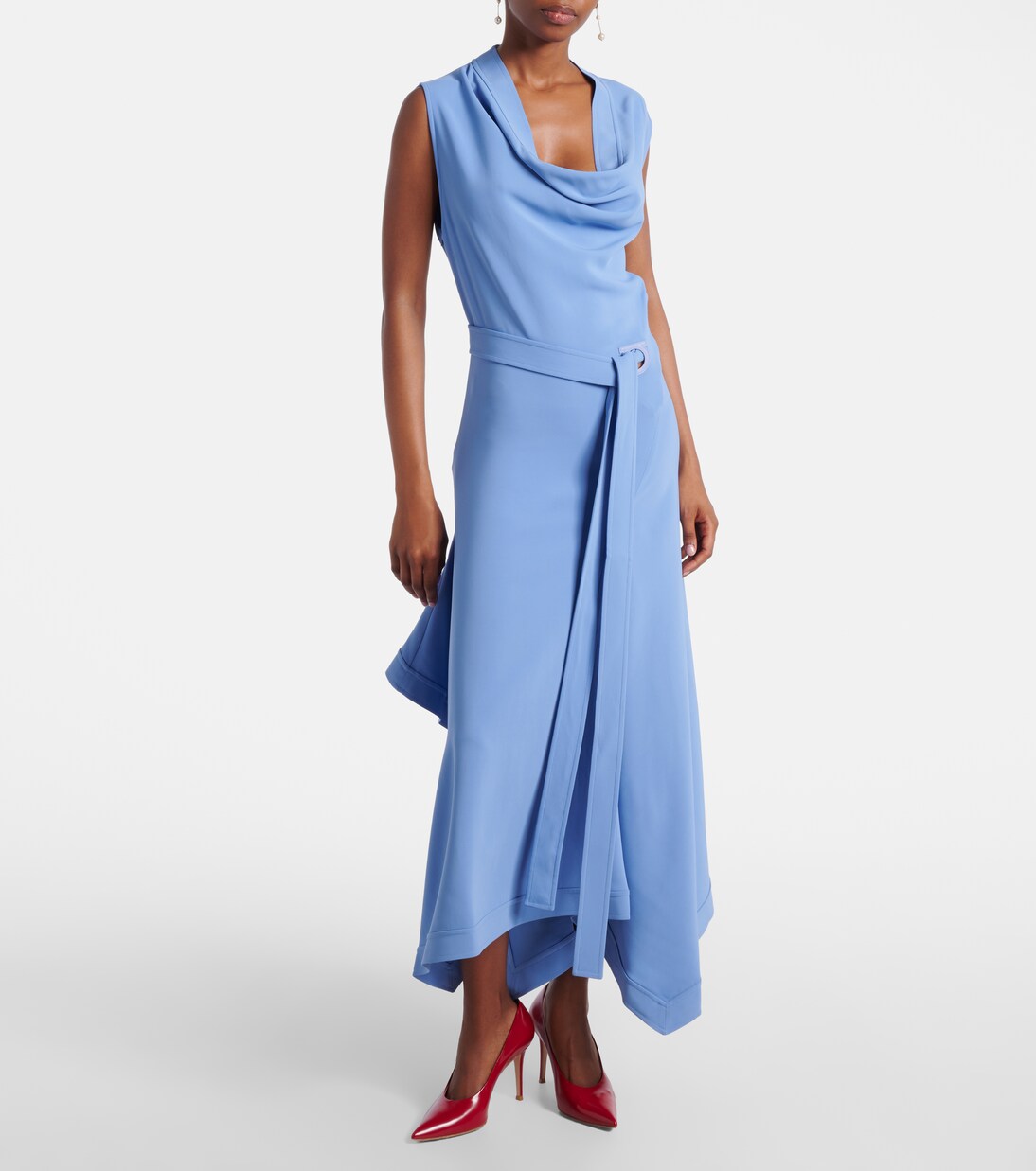 Gancini draped asymmetric cady maxi dress | Ferragamo