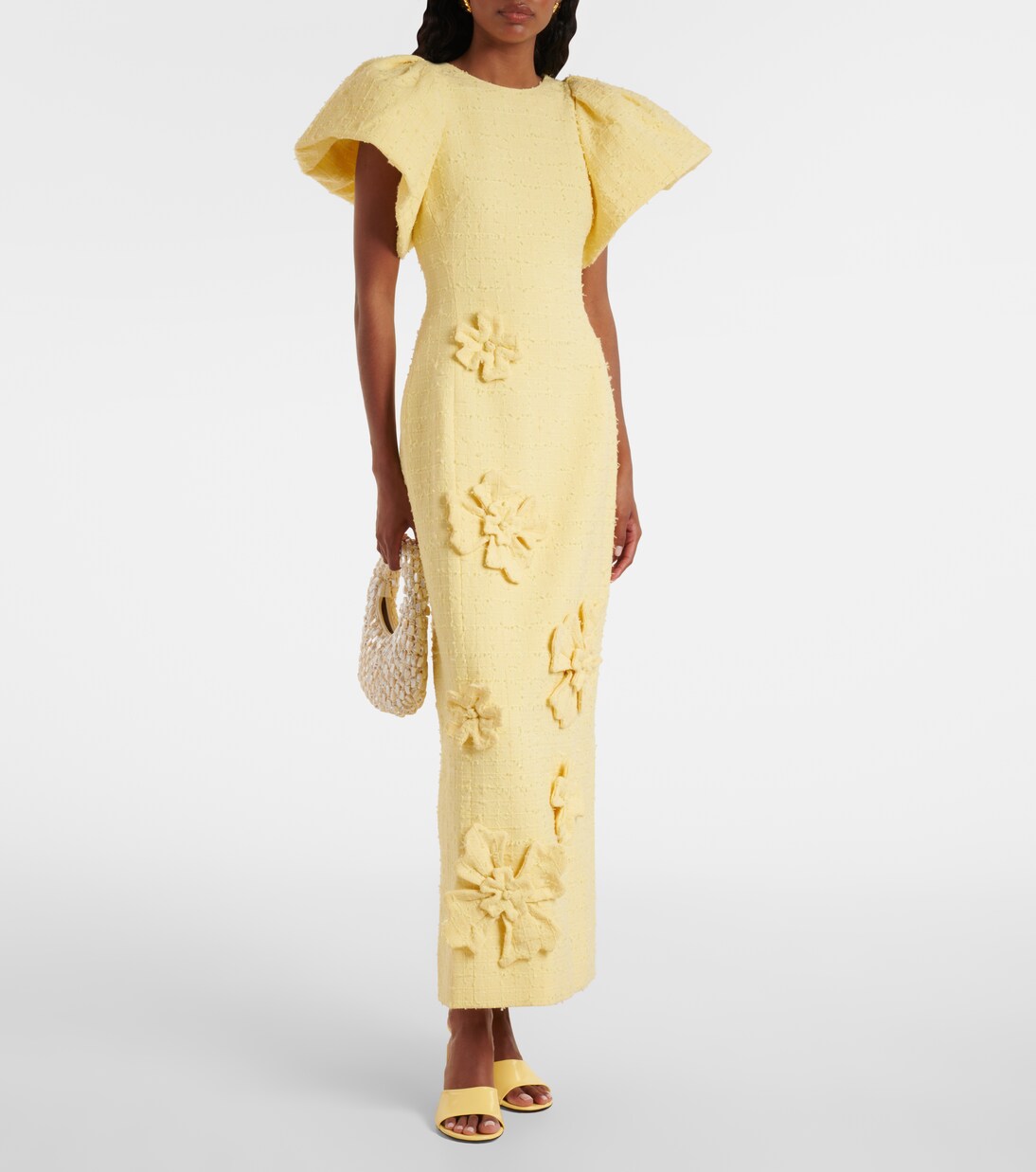 Robe longue Lucinda en tweed à fleurs | Leo Lin