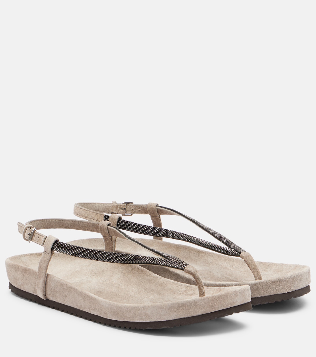 Monili suede thong sandals | Brunello Cucinelli