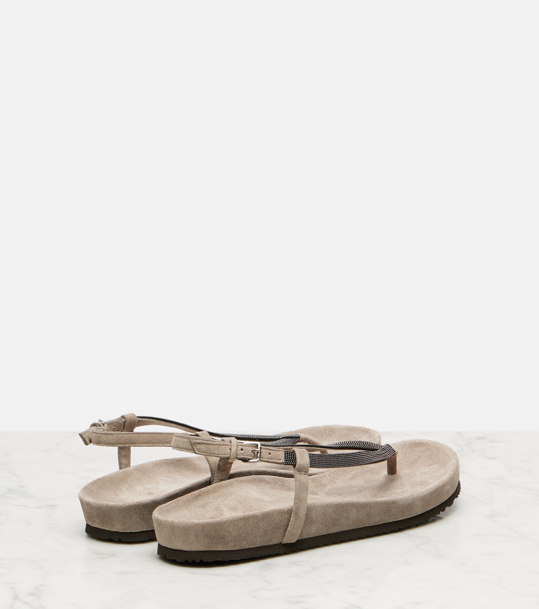 Monili suede thong sandals | Brunello Cucinelli