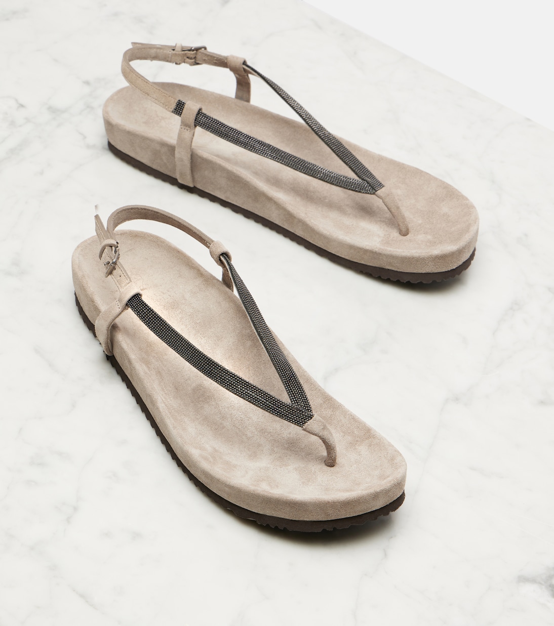 Monili suede thong sandals | Brunello Cucinelli