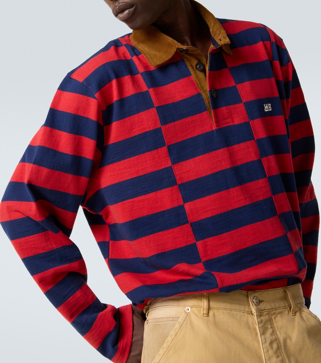 City striped cotton canvas polo shirt | Wales Bonner