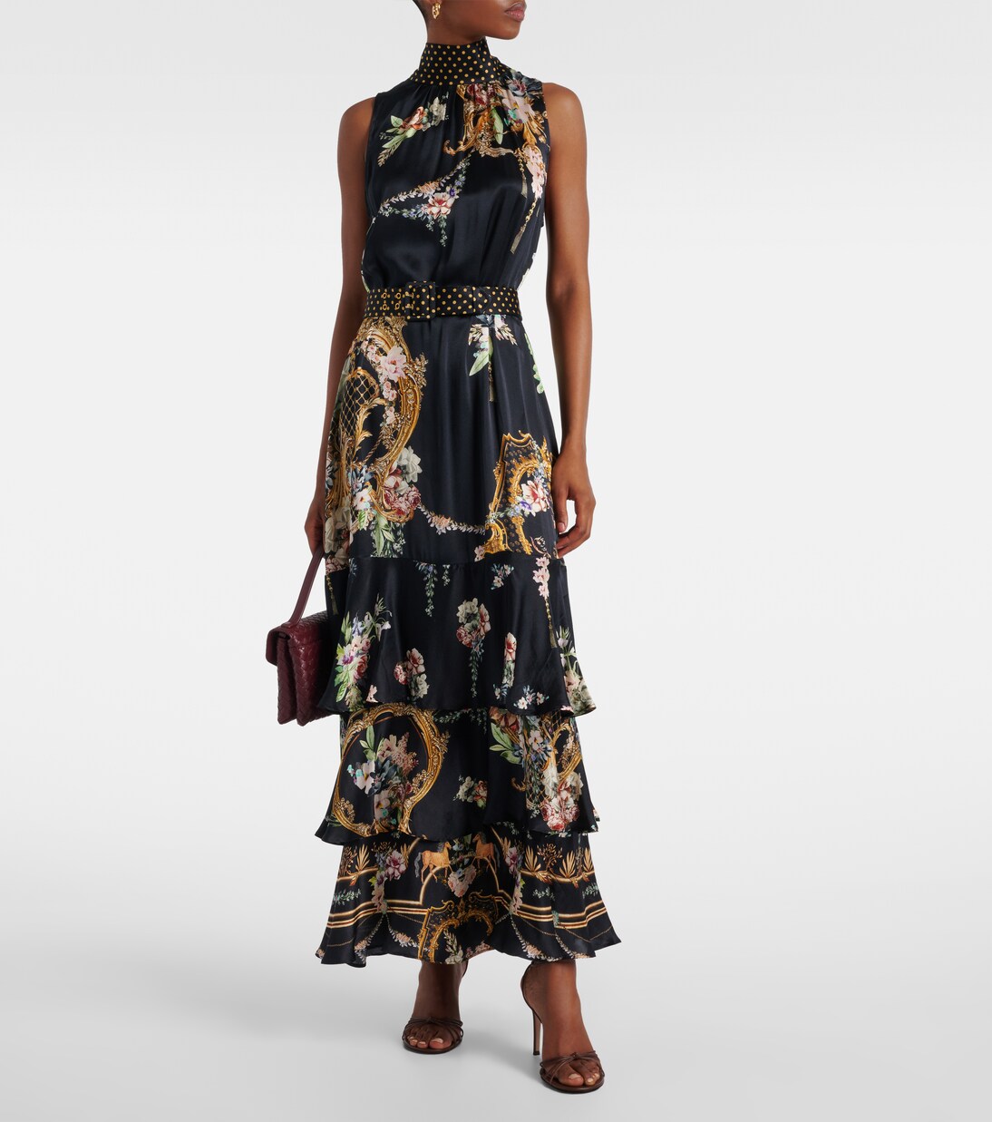 Robe longue en soie à fleurs | Camilla