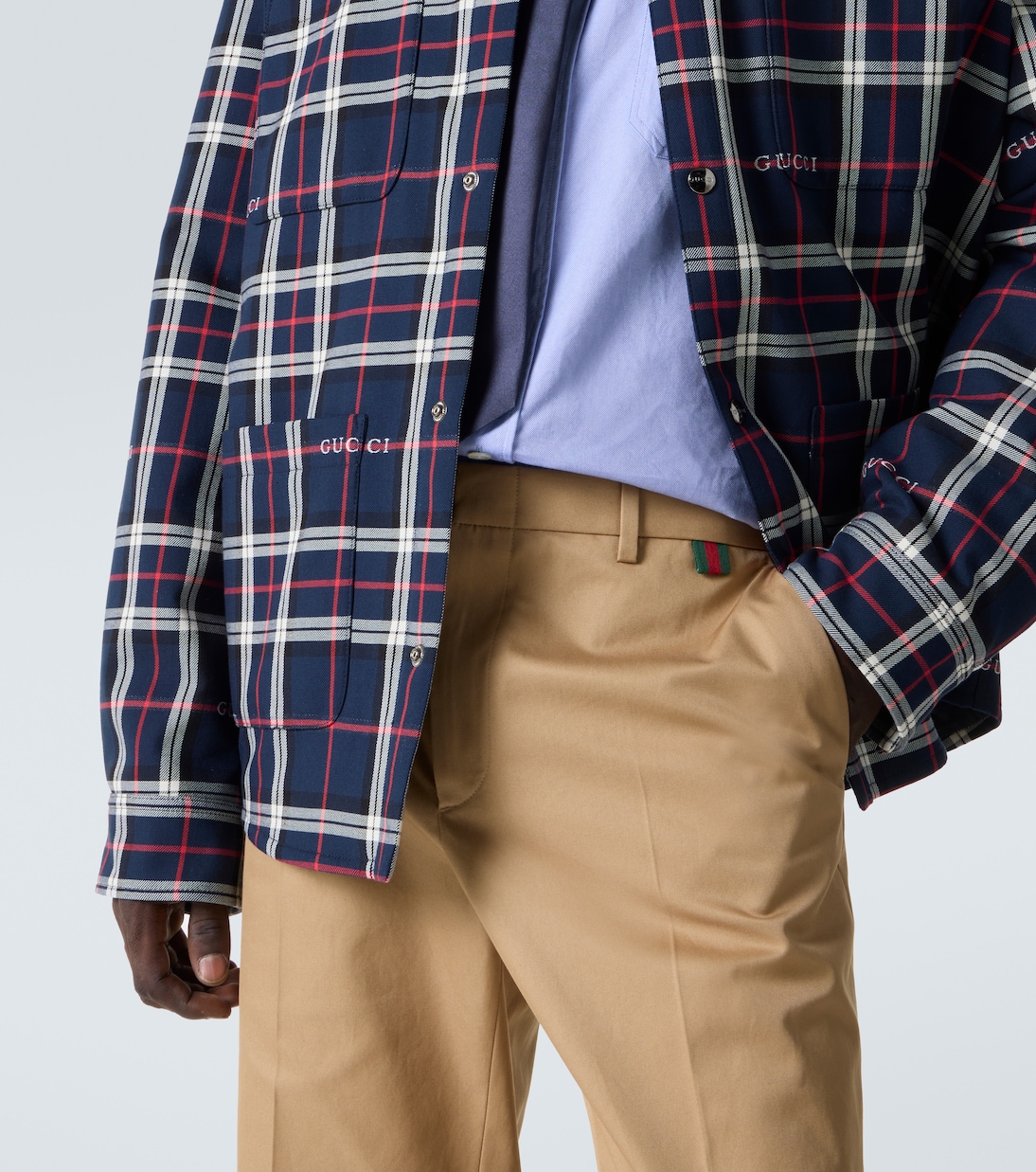 Pantalon droit raccourci à taille mi-haute en coton | Gucci