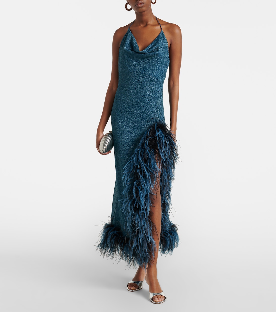 Lumière Plumage halterneck midi dress | Oséree