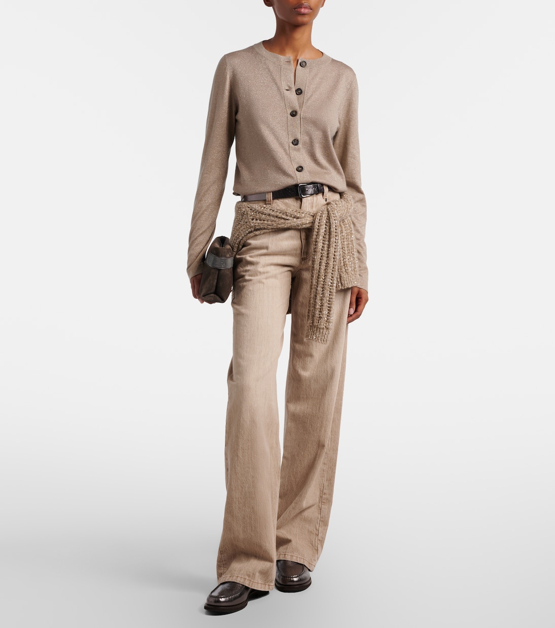 Cardigan en lamé et cachemire mélangé | Brunello Cucinelli