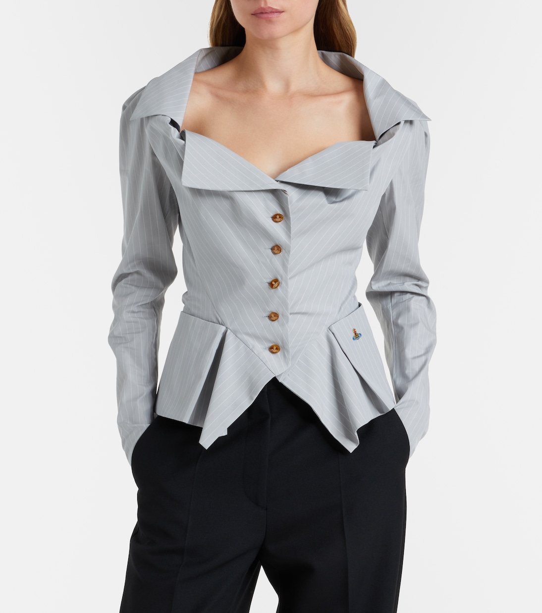Monday pinstripe peplum cotton shirt | Vivienne Westwood