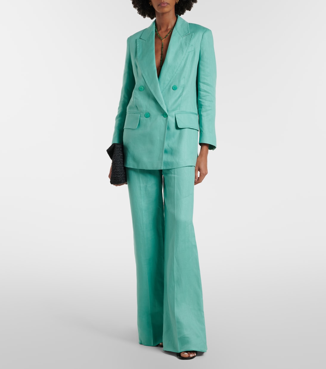 Blazer cruzado Olimpia de lino espigado | Max Mara