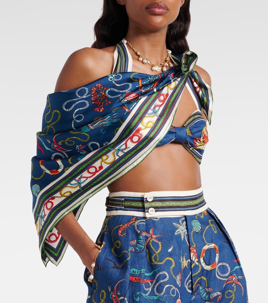 Printed silk twill scarf | Alémais