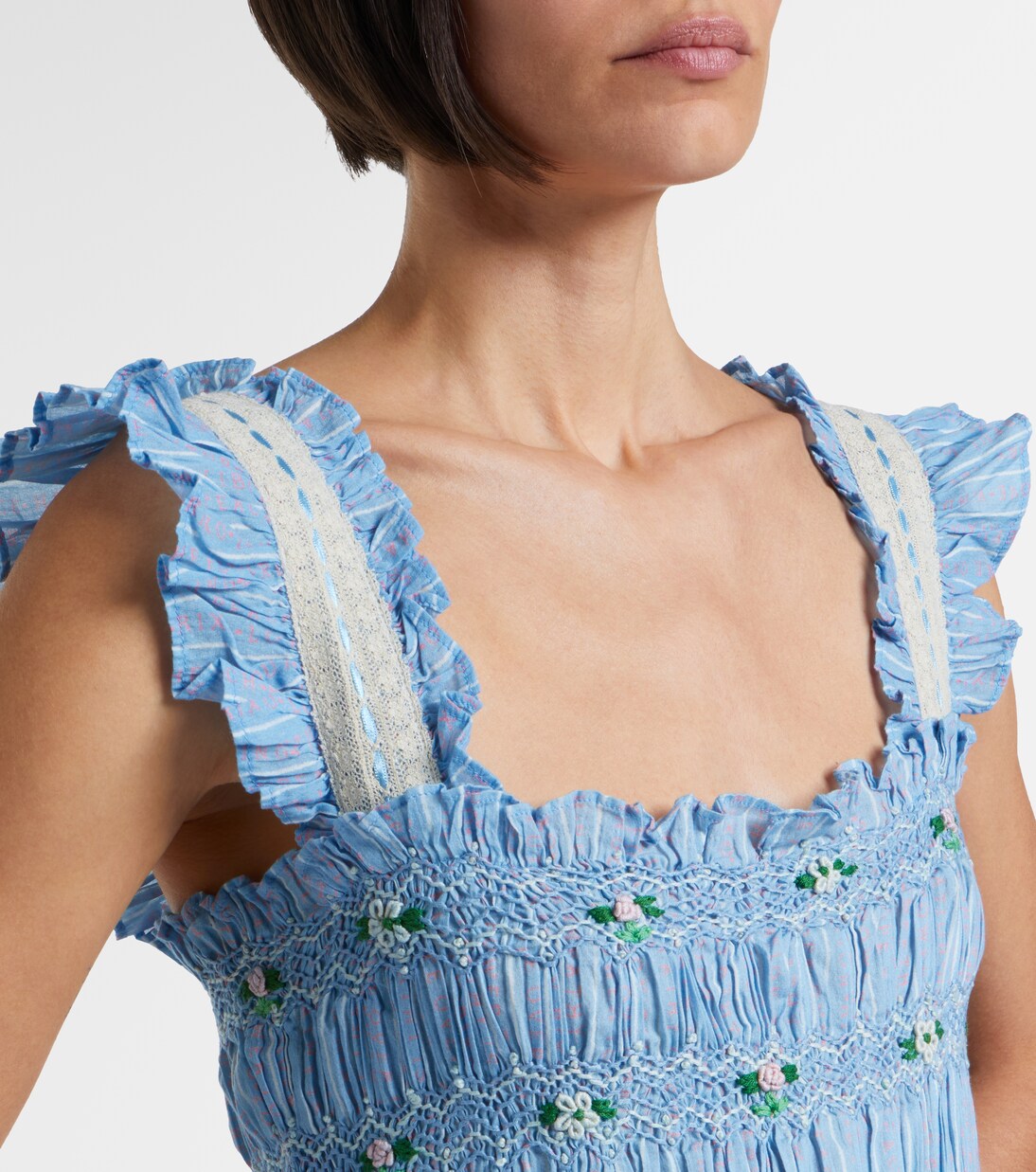 Aubrie lace-trimmed cotton midi dress | Rixo