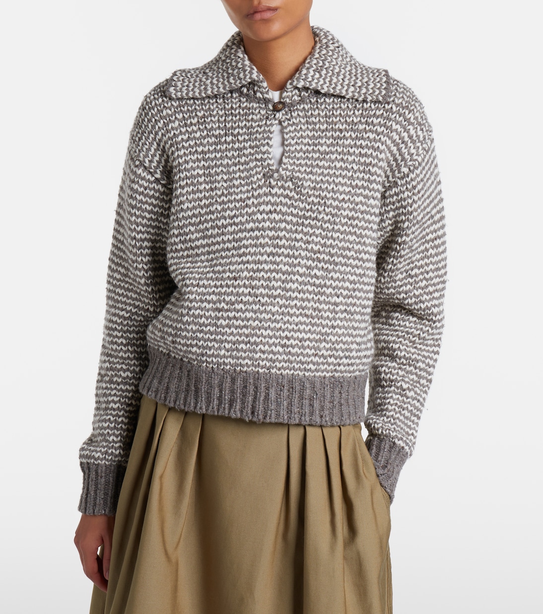 Striped cotton and wool-blend polo sweater | Polo Ralph Lauren