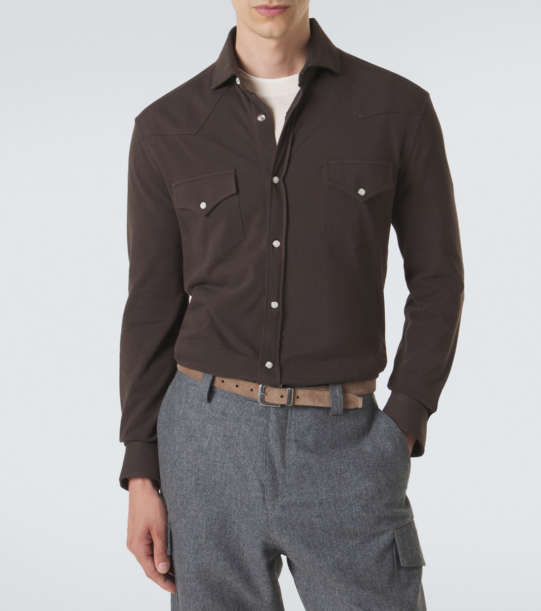 Cotton piqué shirt | Brunello Cucinelli