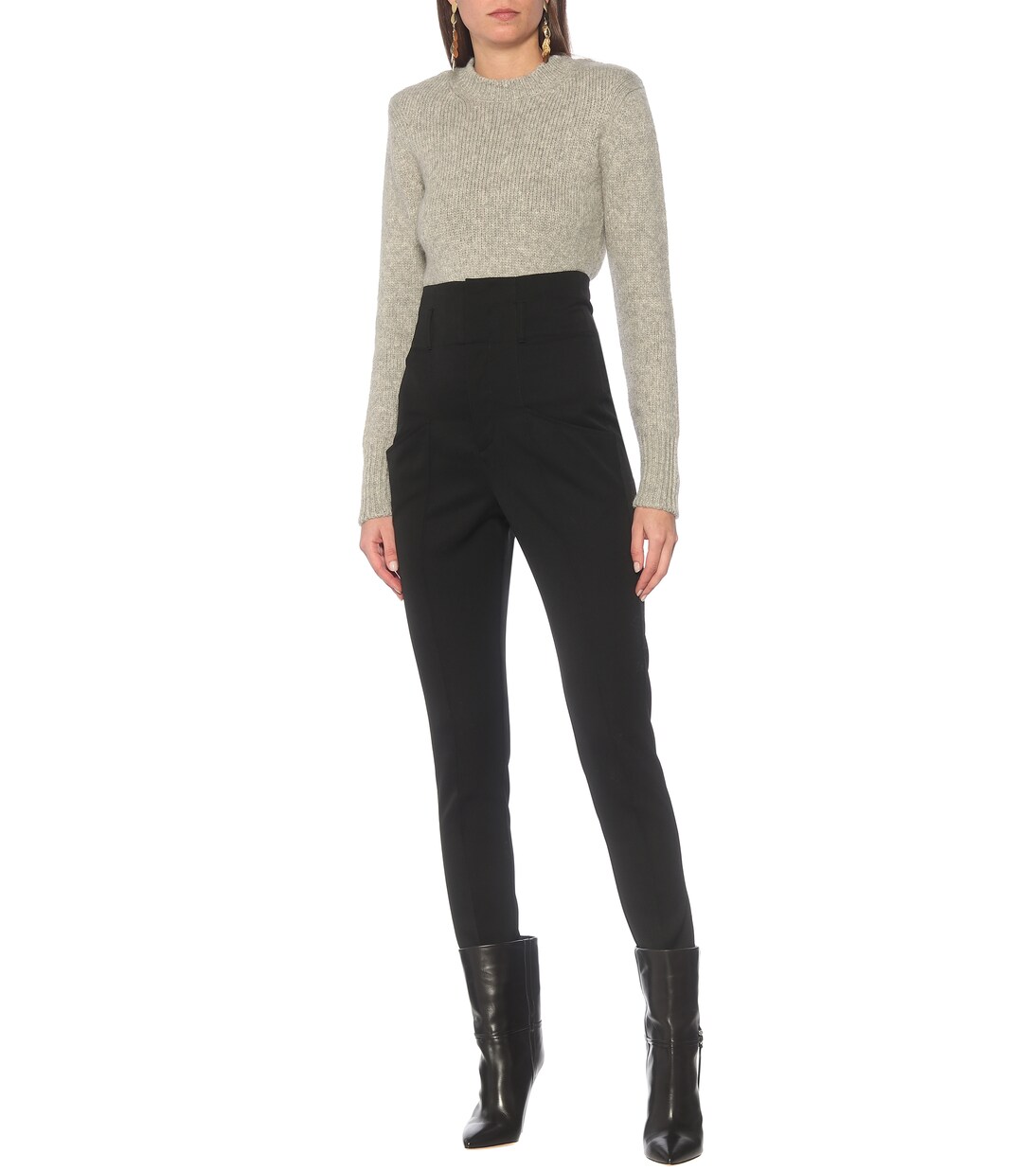 Pantalon slim Padme à taille haute en laine | Isabel Marant