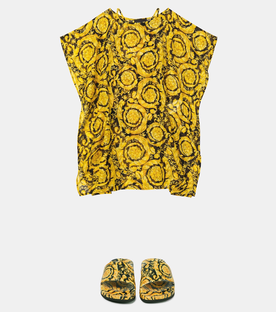 Cafetan Baroque imprimé en coton et soie | Versace Kids