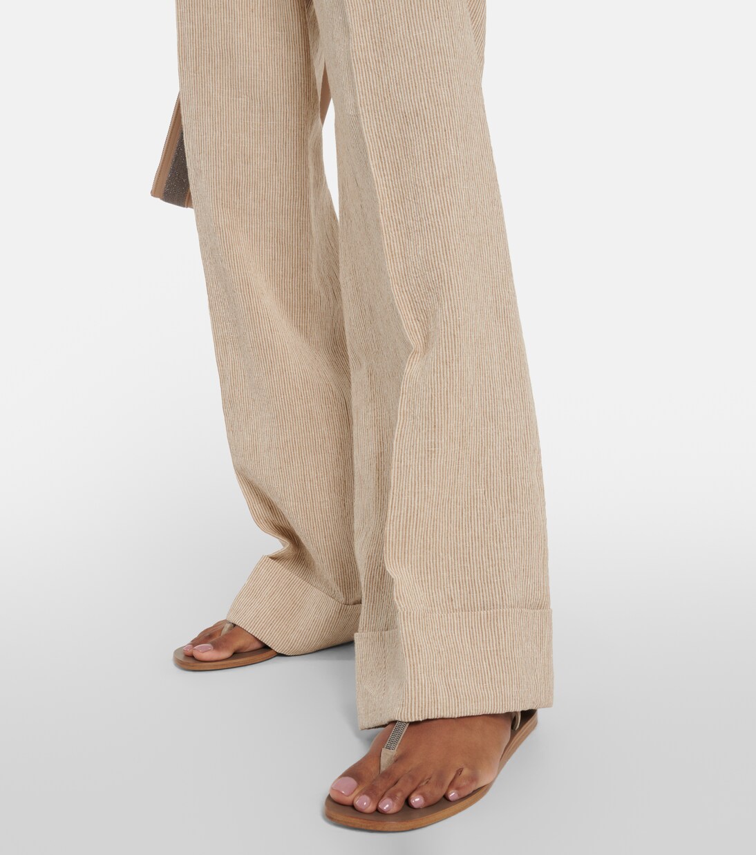 Embellished suede thong sandals | Brunello Cucinelli