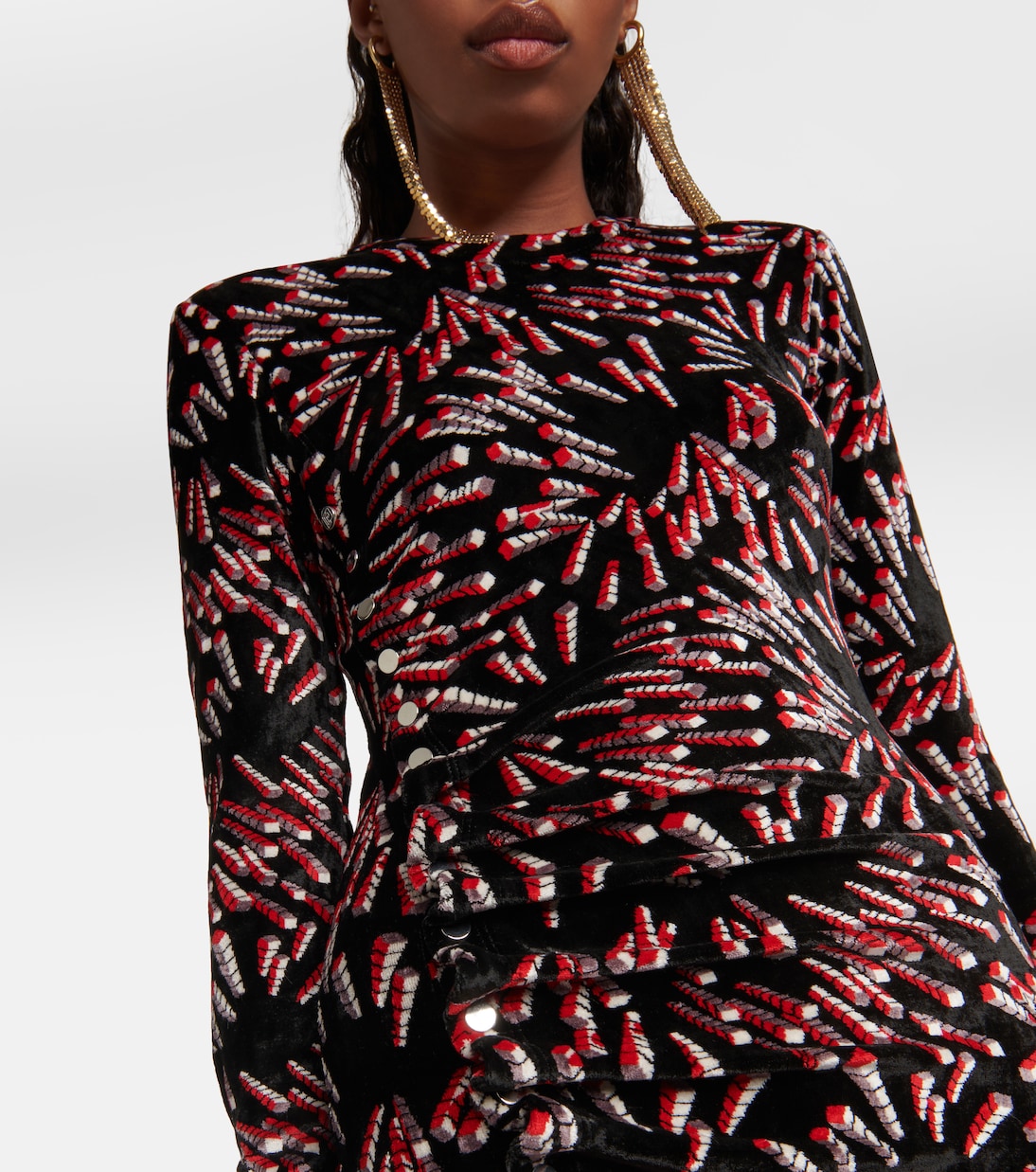 Robe longue imprimée en velours | Rabanne
