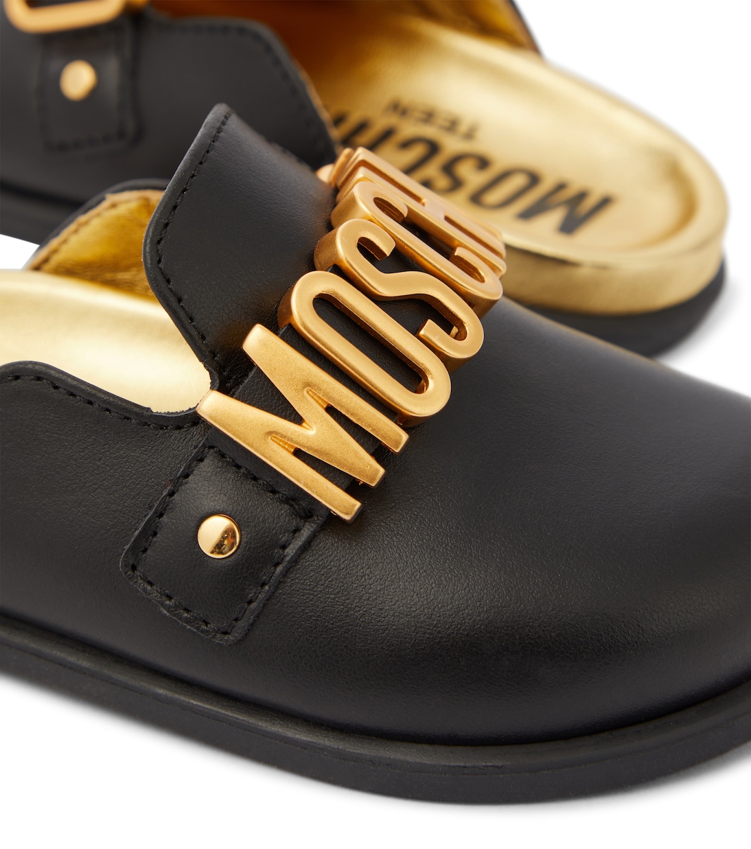 Logo leather mules | Moschino Kids