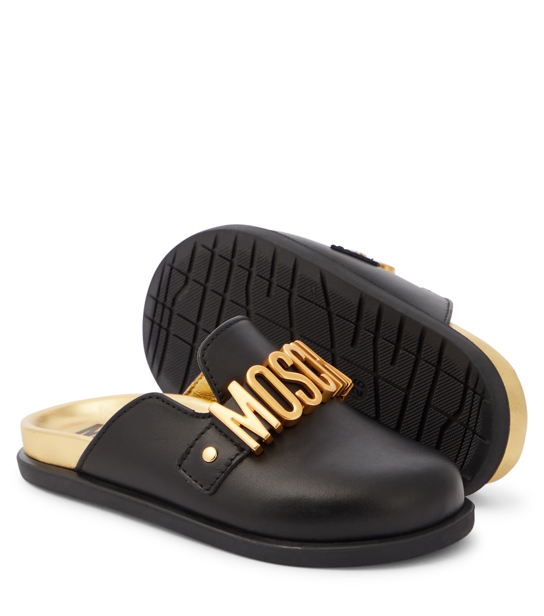 Logo leather mules | Moschino Kids