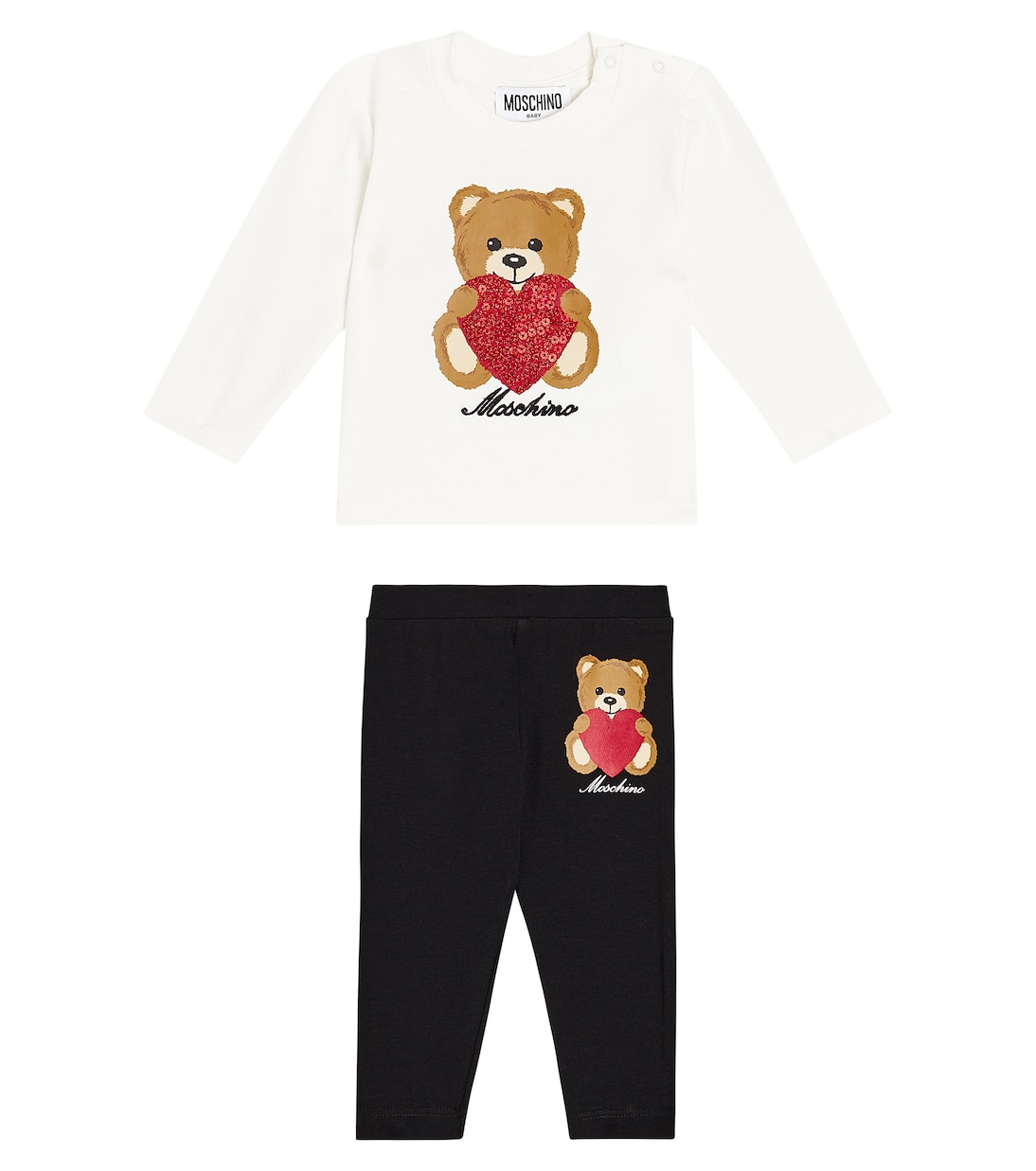 Baby cotton-blend top and leggings set | Moschino Kids