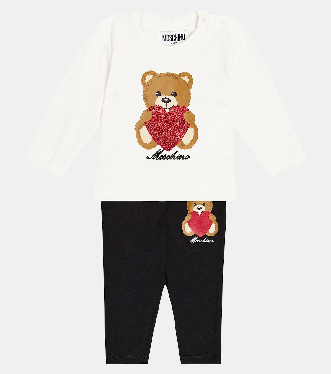 Baby cotton-blend top and leggings set | Moschino Kids