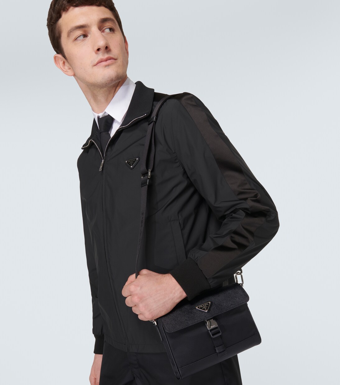 Re-Nylon leather-trimmed crossbody bag | Prada