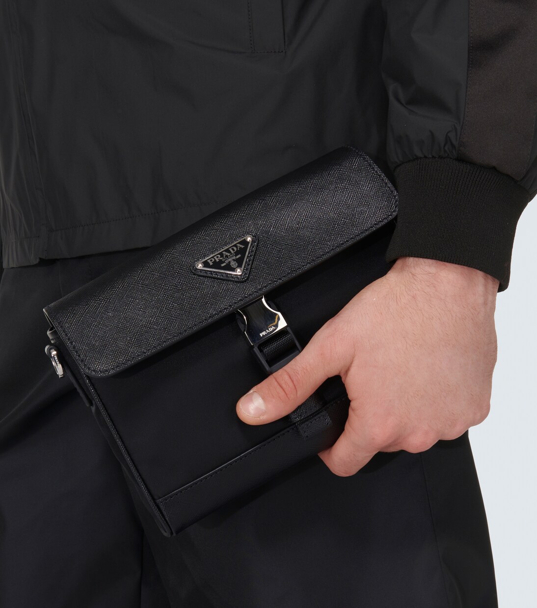 Re-Nylon leather-trimmed crossbody bag | Prada