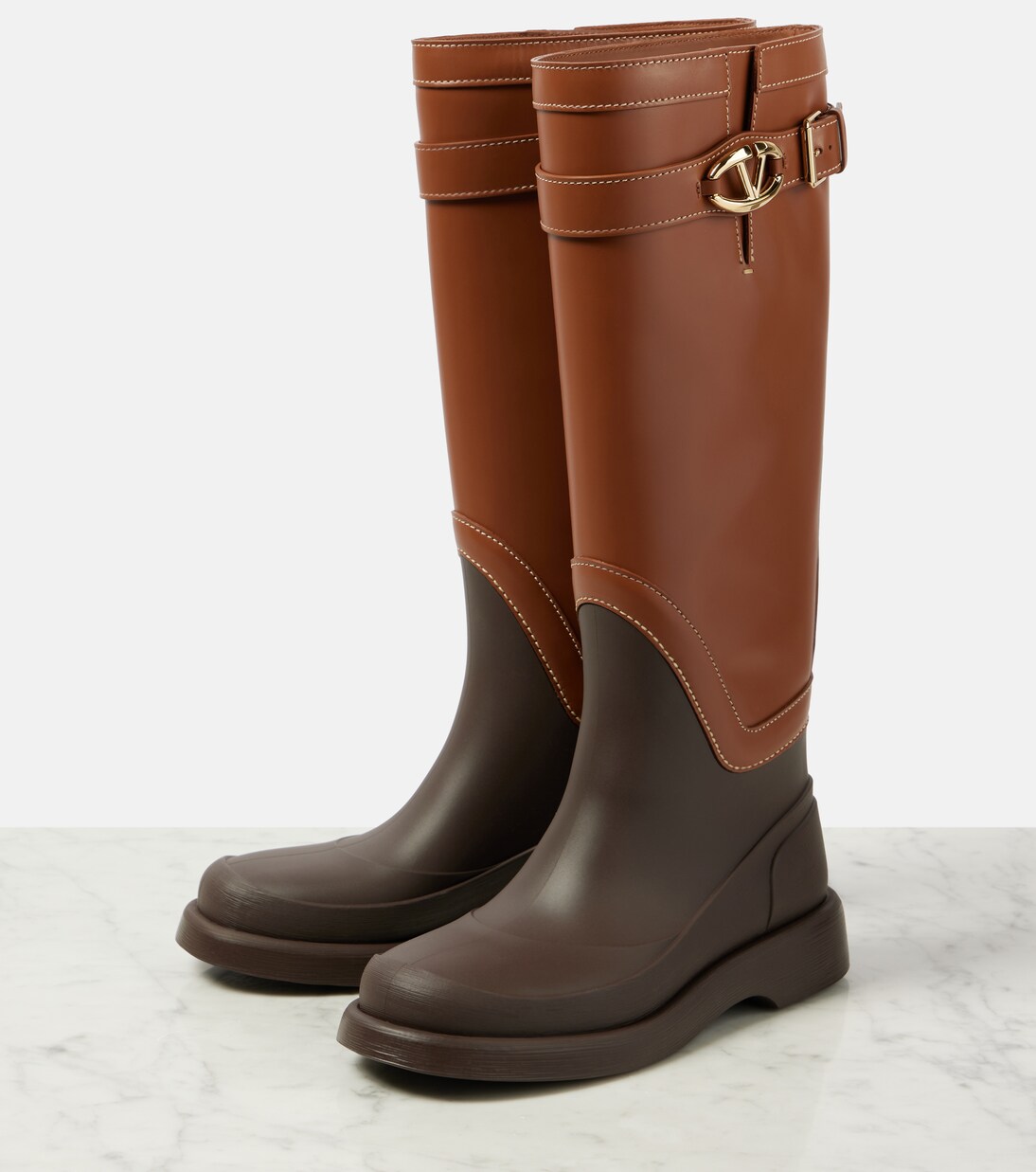VLogo Bold leather knee-high boots | Valentino Garavani