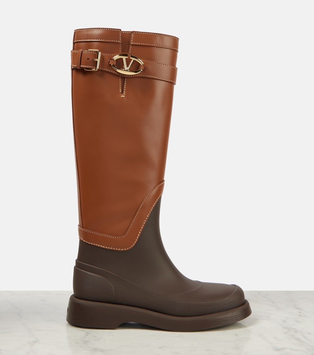 VLogo Bold leather knee-high boots | Valentino Garavani