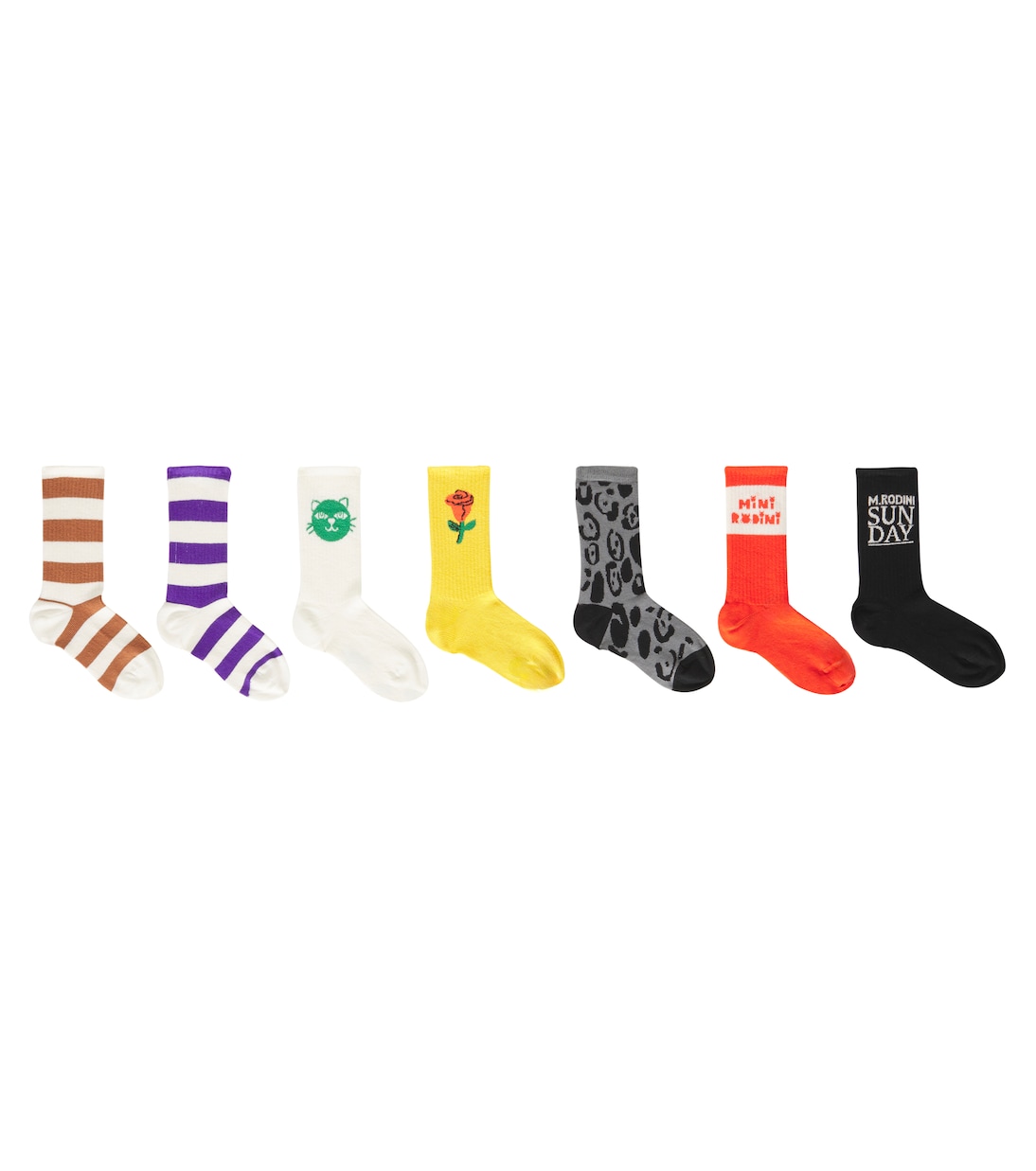 Set of 7 printed cotton-blend socks | Mini Rodini