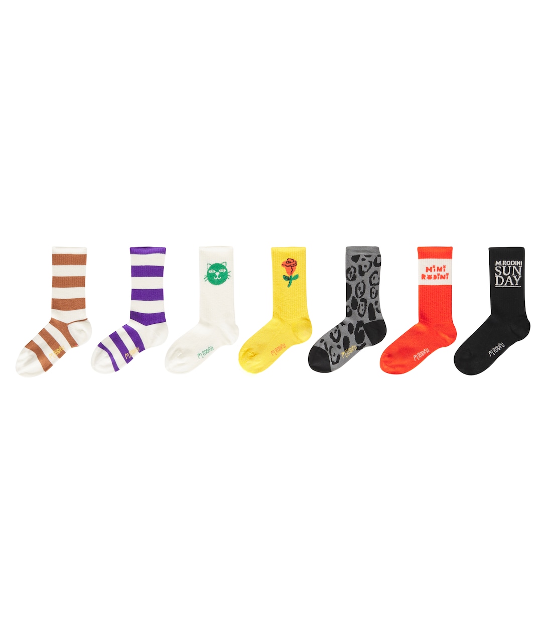 Set of 7 printed cotton-blend socks | Mini Rodini