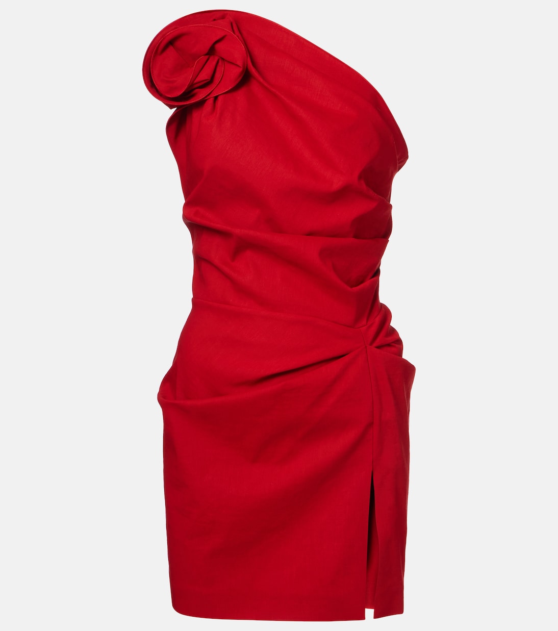 Floral-appliqué ruched one-shoulder minidress | Magda Butrym