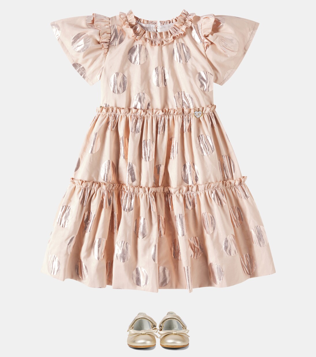 Ruffled polka-dot taffeta dress | Monnalisa