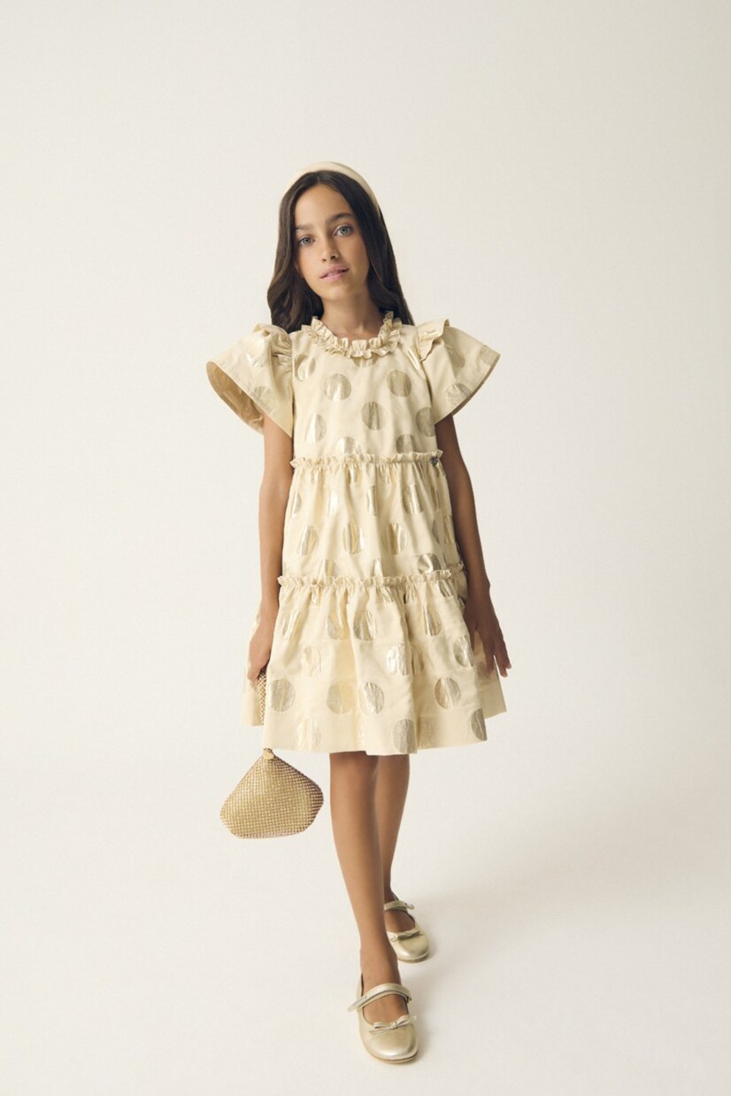 Ruffled polka-dot taffeta dress | Monnalisa