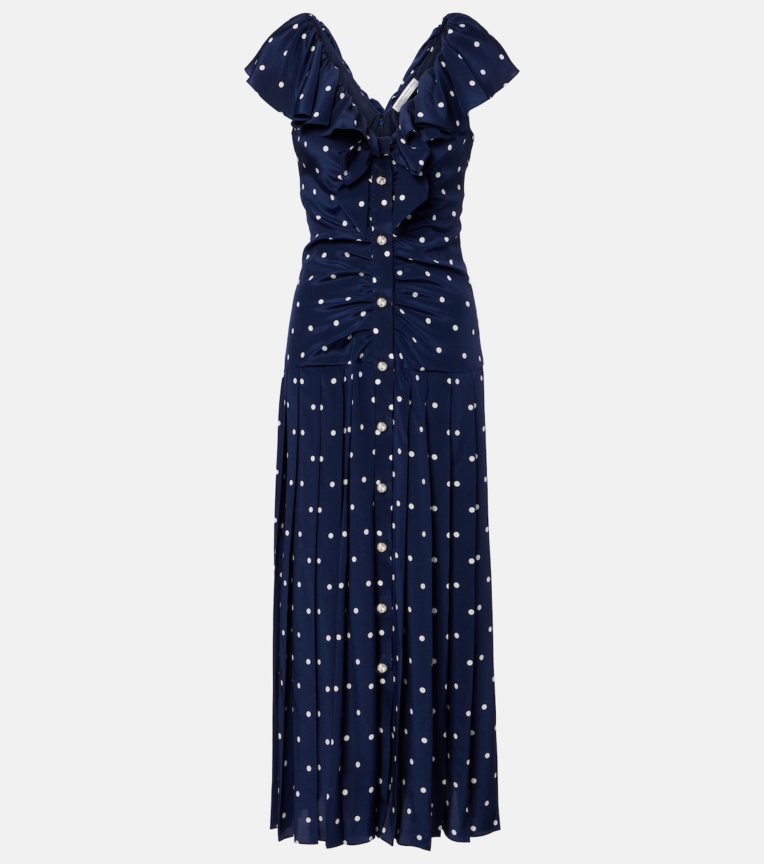 Polka-dot ruffled silk midi dress | Alessandra Rich
